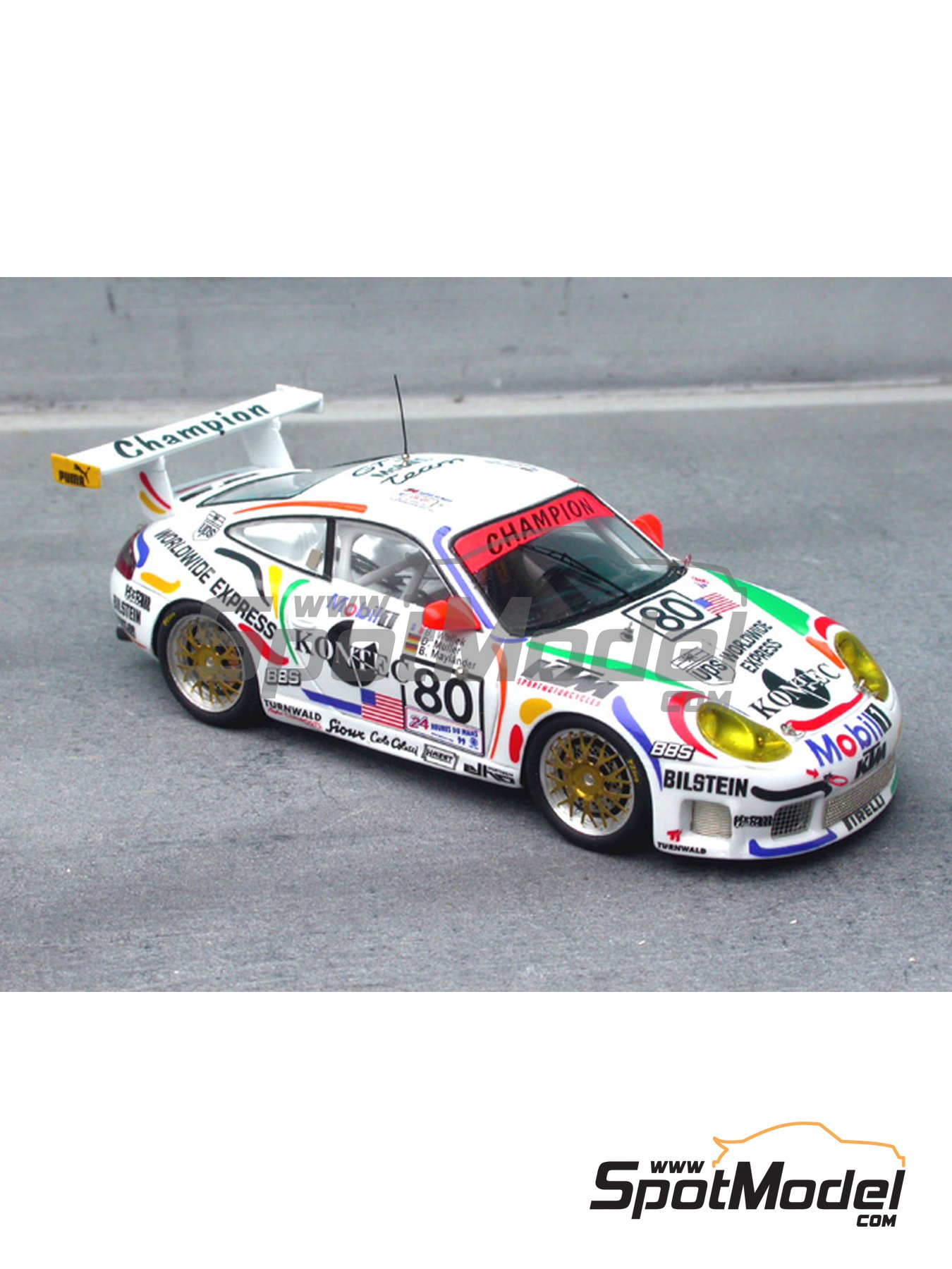 Porsche 911 996 GT3 Champion Racing Dave Maraj Team sponsored by Kontec -  24 Hours Le Mans 1999. Car scale model kit in 1/43 scale manufactured by Ren